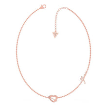  Ladies Rose Gold Plated Across My Heart Necklace With Swarovski Crystals