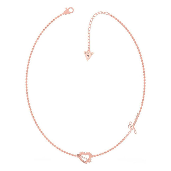 Ladies Rose Gold Plated Across My Heart Necklace With Swarovski Crystals