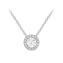  9ct White Gold CZ Halo Necklace