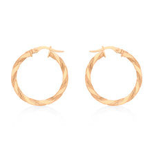  9ct Rose Gold Twist Style Hoop Earrings