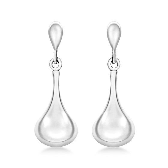 9ct White Gold Bell Shaped Drop Earrings
