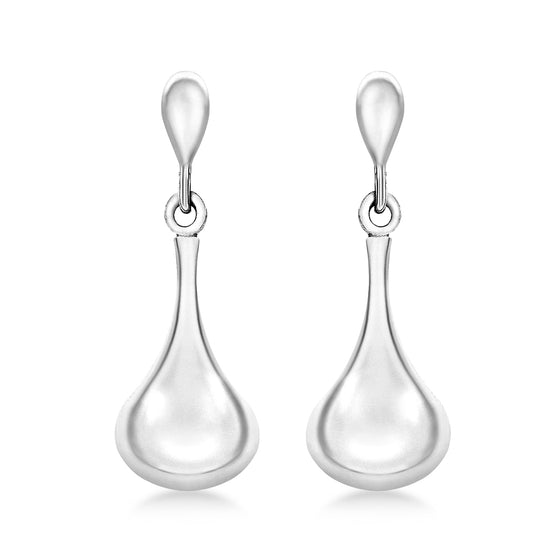 9ct White Gold Bell Shaped Drop Earrings