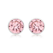  9ct White Gold Pink CZ Stud Earrings