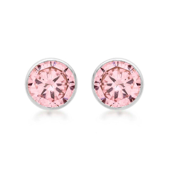 9ct White Gold Pink CZ Stud Earrings