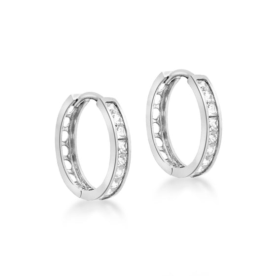9ct White Huggy Style Hoop Earrings