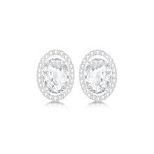  9ct White Gold Oval CZ Cluster Earrings