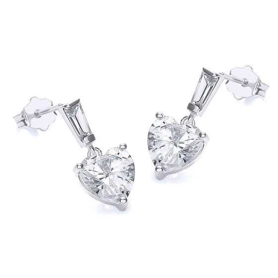 9ct White Gold CZ Drop Earrings