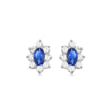  9ct White Gold Earrings With Blue And Clear CZ Stones