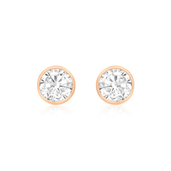 9CT Rose Gold CZ Stud Earrings