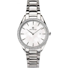  Ladies Stainless Steel Bracelet With Mother Of Pearl Dial And Swarovski Crystals Arround The Case