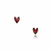  Red Heart Silver Enamel Studs