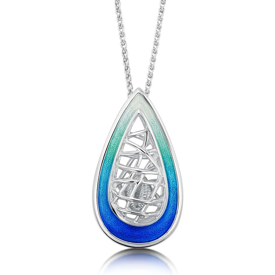 Tidal Treasures Blue Silver Enamel Pendant