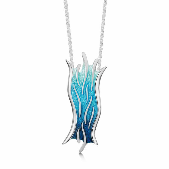 Sea Motion In ‘Tempest’ Blue Silver Enamel Pendant