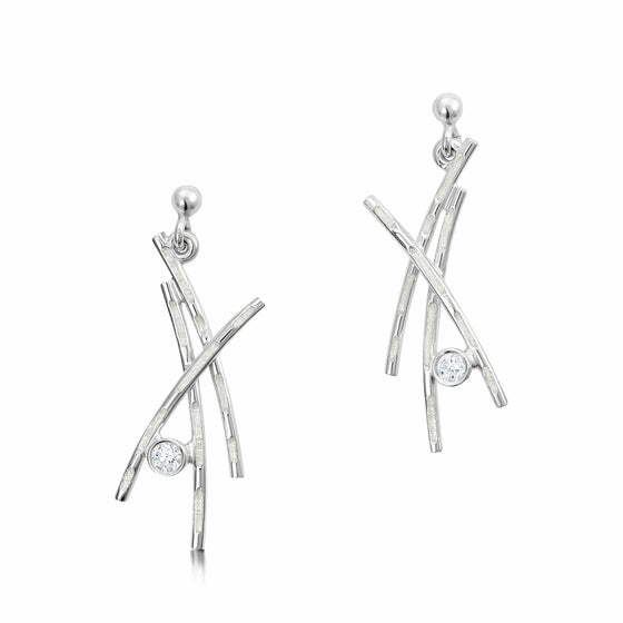 Morning Dew Silver Drop Earrings With Enamel