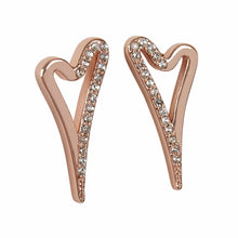  Rose Gold Plated Fashion Earrings 1/2 Plain 1/2 Diamante