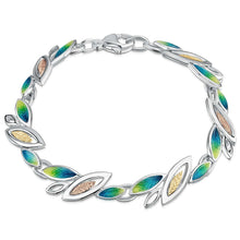  Spring Golden Leaves Silver Enamel Bracelet