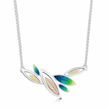  Spring Golden Leaves Silver Enamel Necklace