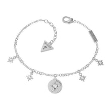  Ladies Stainless Steel Wanderlust Drop Coin Bracelet With Swarovski Charms