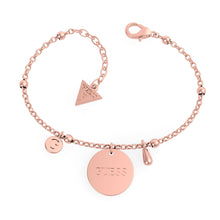  Ladies Plain Rose Gold Plated Guess Charm Bracelet With Drop Coin