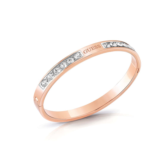 Ladies Rose-Gold Plated Hinge Bangle With Swarovski Crystals