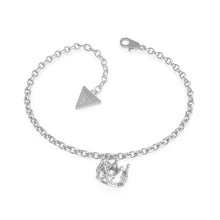  Ladies Queen Of Hearts Crown Charm Bracelet Is Stainless Steel With Swarovski Crystals