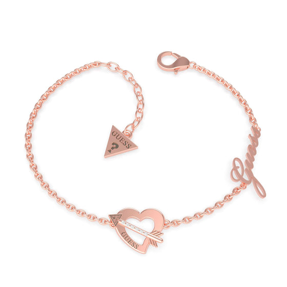 Ladies Rose Gold Plated Across My Heart Bracelet With Swarovski Crystals