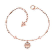  Ladies Rose Gold Plated Natural Girl Bracelet With Drop Guess Coin Charm