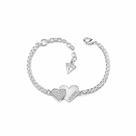 Ladies Stainless Steel, You And Me Heart Bracelet With Swarovski Crystals