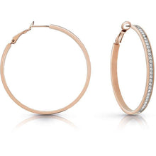  Ladies Large Rose-Gold Plated Swarovski Hooped Earrings