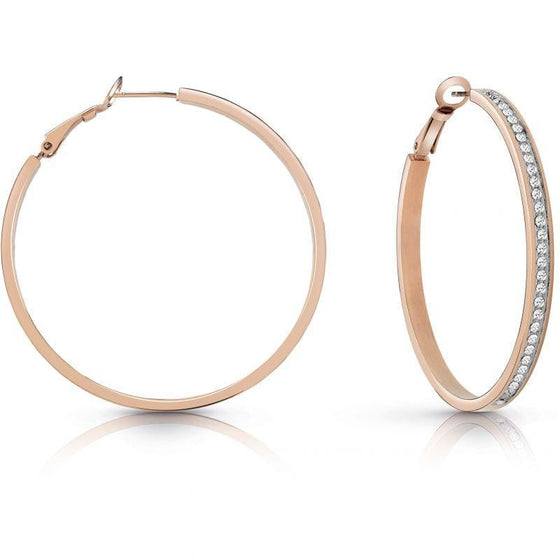 Ladies Large Rose-Gold Plated Swarovski Hooped Earrings