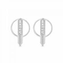  Ladies Stainless Steel Round Hexagon Drop Earrings With Swarovski Crystals