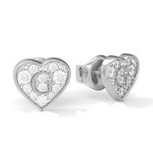  Ladies Stainless Steel Heart Shaped G Earrings With Swarovski Crystals