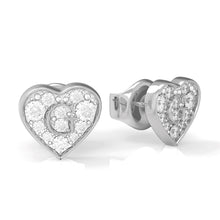  Ladies Stainless Steel Heart Shaped G Earrings With Swarovski Crystals