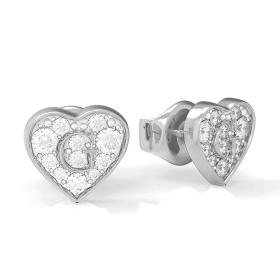 Ladies Stainless Steel Heart Shaped G Earrings With Swarovski Crystals