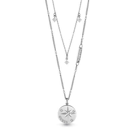 Ladies Stainless Steel Wanderlust Coin Drop Necklace With Swarovski Crystals