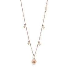 Ladies Rose-Gold Plated Wanderlust Coin Necklace With Swarovski Crystals