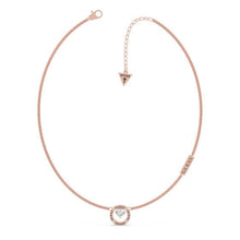 Ladies Rose-Gold Plated Necklace With A Centre Swarovski Crystal