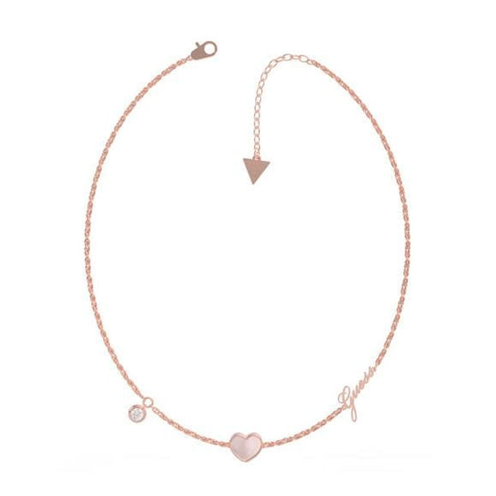 Ladies Rose-Gold Plated Mother Of Pearl Heart Necklace With Swarovski Crystal
