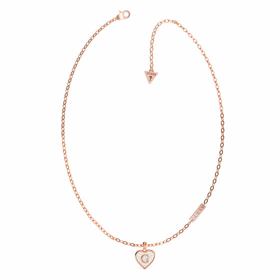Ladies Classic Rose Gold Guess Heart With Swarovski Crystals