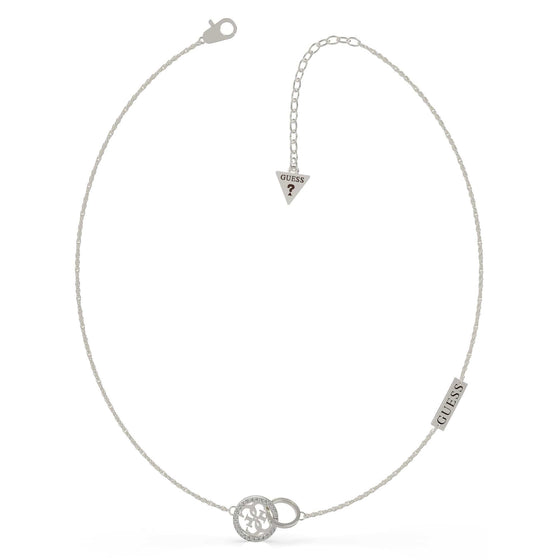 Ladies Stainless Steel Signature Guess Hoop Necklace With Swarovski Crystal