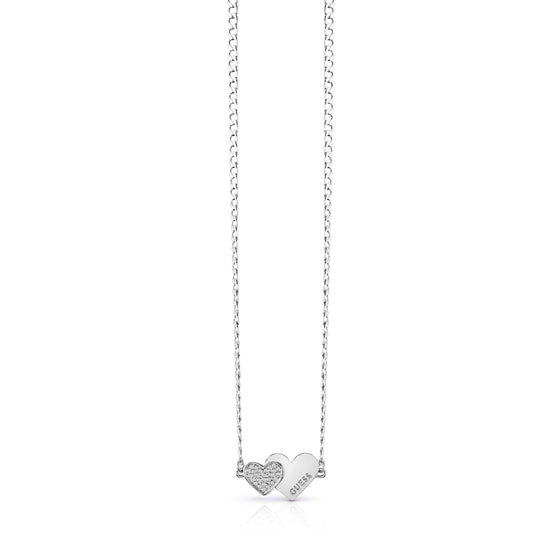 Ladies Stainless Steel You And Me Heart Necklace With Swarovski Crystal
