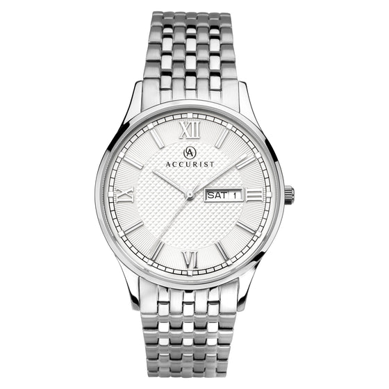 Gents Stainless Steel Day Date Bracelet Watch