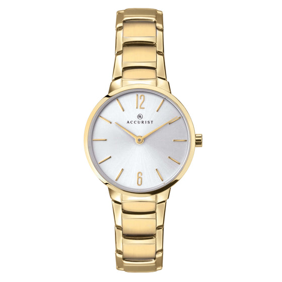 Ladies Gold Plated Bracelet Watch With Silver Dial
