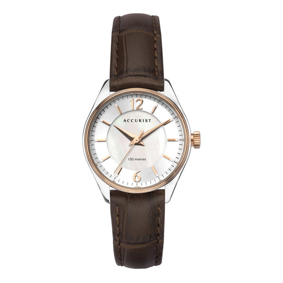 Ladies Stainless Steel Strap Watch With White Mother Of Pearl Dial