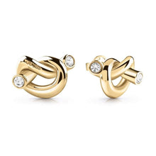  Ladies Gold Plated Knot Earrings With Swarovski Crystals