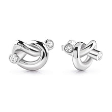  Ladies Stainless Steel Knot Earrings With Swarovski Crystals