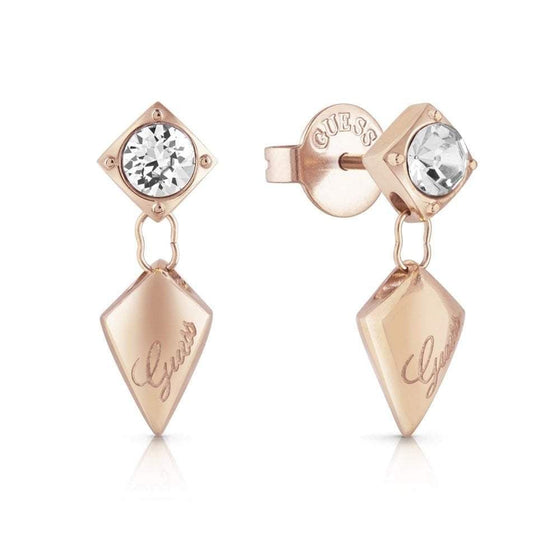 Ladies Rose-Gold Plated Small Drop Stud Earrings With A Swarovski Crystal