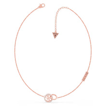 Ladies Rose Gold Plated Signature Guess Hoop Necklace With Swarovski Crystal