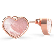  Ladies Rose-Gold Plated Mother Of Pearl Heart Earrings